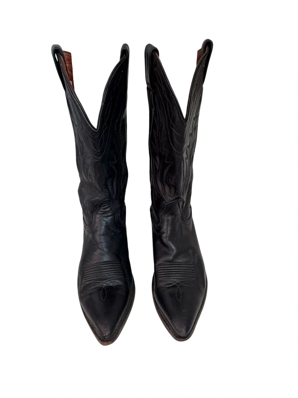 VINTAGE Nocona Men's Black Leather Western Boots Made in USA 90s Size 7C